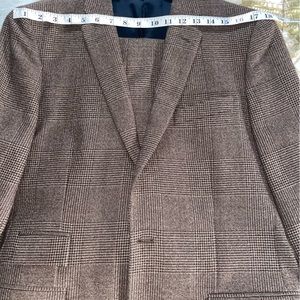 MEN J CREW THOMPSON WOOL SUIT SIZE 40 REGULAR BROWN HOUNDSTOOTH